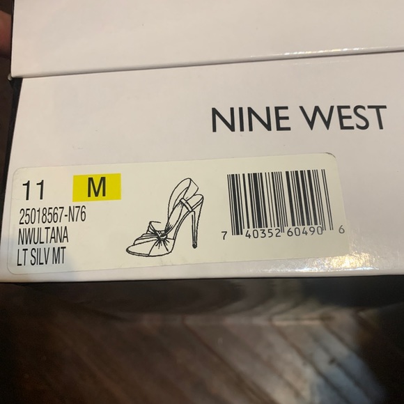NINE WEST Ultana Metallic Heeled Women’s Sandals Silver-Metallic Size 11M - Picture 14 of 14